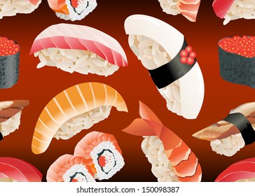 Japanese Sushi Seamless Pattern vector