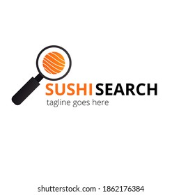 Japanese sushi search logo for concept design. Asian food. Vector icon.