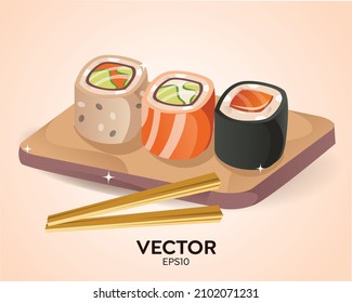 Japanese Sushi Vector Design Illustration