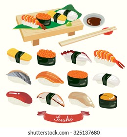 Japanese Sushi Vector Design Illustration