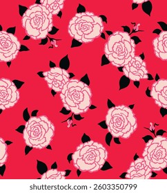 Japanese Sweet Bloom Leaf Vector Seamless Pattern