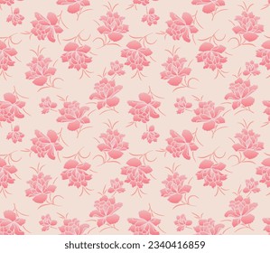 Japanese Sweet Botanical Flower Vector Seamless Pattern
