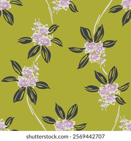 Japanese Sweet Bouquet Swirl Line Vector Seamless Pattern
