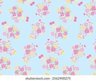 Japanese Sweet Bouquet Vector Seamless Pattern