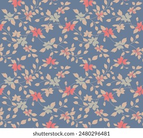 Japanese Sweet Flower Vine Vector Seamless Pattern