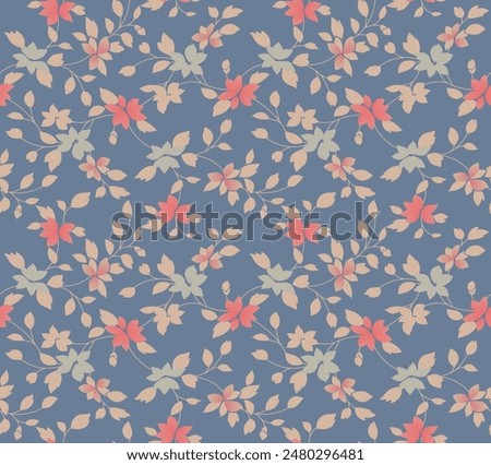 Japanese Sweet Flower Vine Vector Seamless Pattern