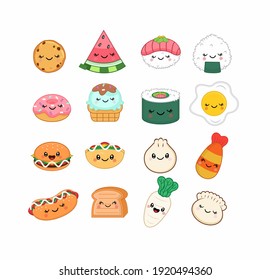 japanese sweet food kawaii character vector cute pack