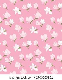 Japanese Sweet Magnolia Flower Vector Seamless Pattern