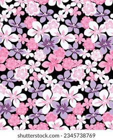Japanese Sweet Pink Flower Bloom Vector Seamless Pattern