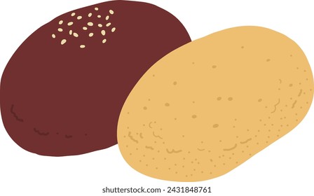Japanese sweet rice cake hand-drawn color illustration icon.