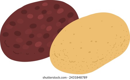 Japanese sweet rice cake hand-drawn color illustration icon.