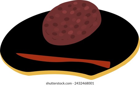 Japanese sweet rice cake hand-drawn color illustration icon.