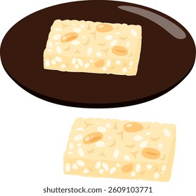 Japanese sweet rice cake on a plate