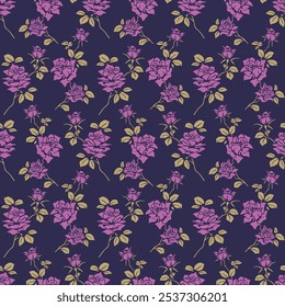 Japanese Sweet Rose Leaf Vector Seamless Pattern