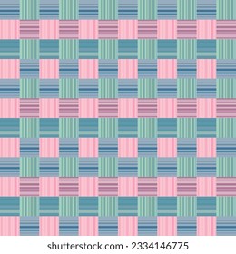 Japanese Sweet Weave Checkered Vector Seamless Pattern