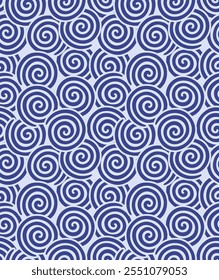 Japanese Swirl Circle Line Vector Seamless Pattern