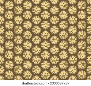 Japanese Swirl Circle Motif Vector Seamless Pattern