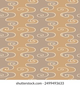 Japanese Swirl Curl Wave Vector Seamless Pattern