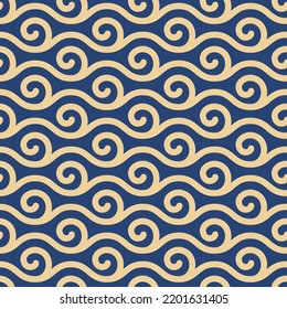 Japanese Swirl Line Vector Seamless Pattern