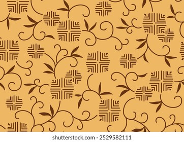Japanese Swirl Vine Vector Seamless Pattern