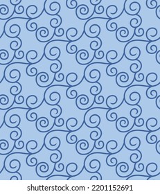 Japanese Swirl Wave Line Vector Seamless Pattern