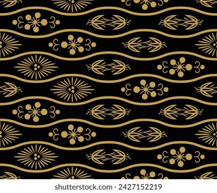 Japanese Swirl Zigzag Motif Vector Seamless Pattern