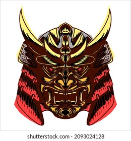japanese sword demon demon armor mask vector design