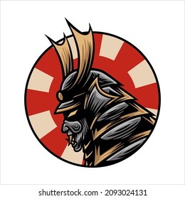 japanese sword demon demon armor mask vector design