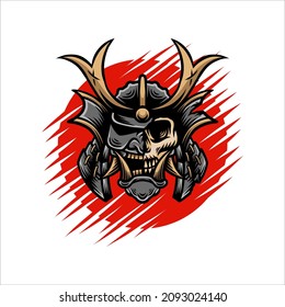 japanese sword demon demon armor mask vector design