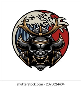 japanese sword demon demon armor mask vector design