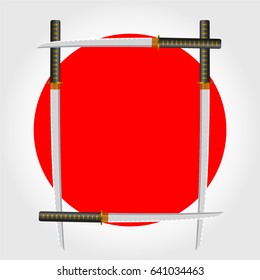 Japanese sword frame. Vector illustration.