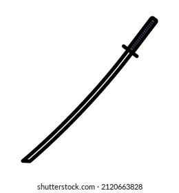 Japanese Sword Icon. Editable Bold Outline With Color Fill Design. Vector Illustration.