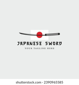 diseño de icono del logotipo vintage del logotipo de la espada de japón