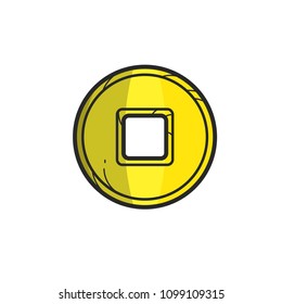 Japanese Symbol Icon of Coins, Vector illustration