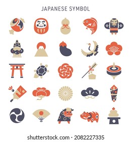 Japanese symbol, New Year icon collection.