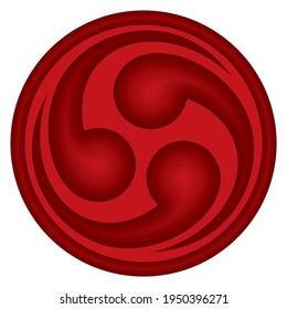 Japanese Symbol Tomoe Vector Illustration. Mitsu Tomoe Japanese Triad Symbol Isolated On White Background
