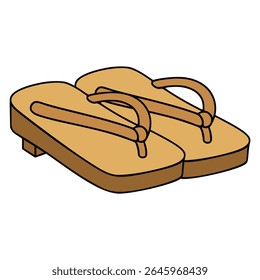 japanese tabi traditional sandal vintage flat color vector illustration template design