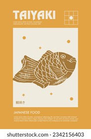 Japanese taiyaki. Price tag or poster design. Set of vector illustrations. Typography. Engraving style. Labels, cover, t-shirt print, painting.