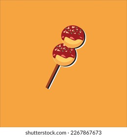 Japanese Takoyaki food illustration suitable for food icon, sign, logo, symbol, etc. 