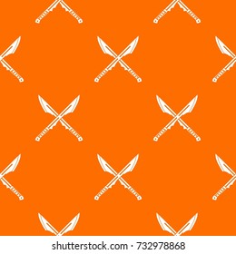 Japanese tanto daggers pattern repeat seamless in orange color for any design. Vector geometric illustration