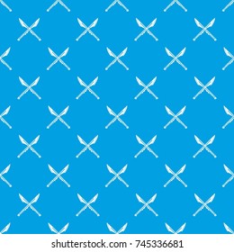 Japanese tanto daggers pattern repeat seamless in blue color for any design. Vector geometric illustration