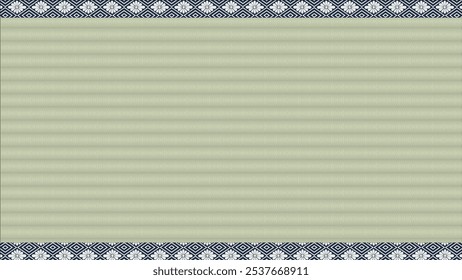 Japanese tatami mat with floral edges navy blue and light blue