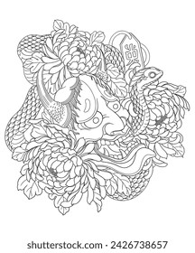 japanese tattoo coloring page, japanese tattoo, tattoo coloring page, coloring page.