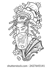 japanese tattoo coloring page, japanese tattoo, tattoo coloring page, japanese art