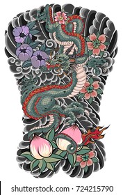 Japanese Tattoo Design Full Back Body Stock Vector (Royalty Free) 724215790