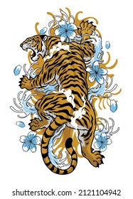 Japanese Tattoo Design with Tiger