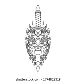 The Japanese tattoo. The illustration of a Japanese God