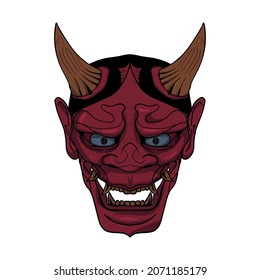 
Japanese tattoo oni mask hannya the traditional japanese demon oni mask illustration Premium Vector