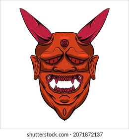 
Japanese tattoo oni mask hannya the traditional japanese demon oni mask illustration Premium Vector