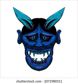 
Japanese tattoo oni mask hannya the traditional japanese demon oni mask illustration Premium Vector